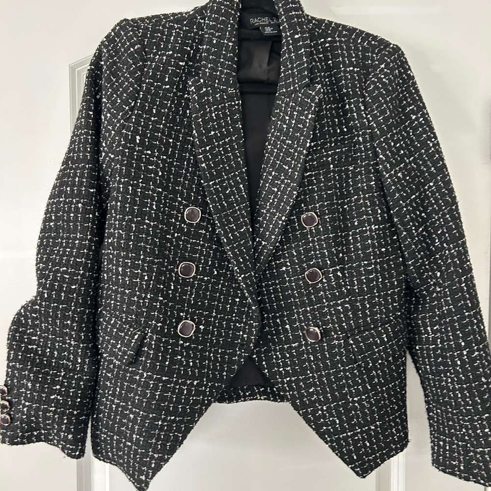 Rachel Zoe Black and White Textured Blazer
